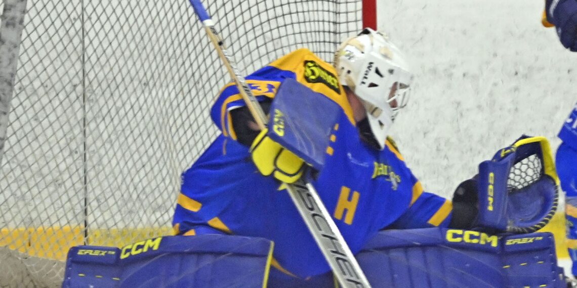 Eishockey, 2025/26 -01-03 Div 1 ; Althofen gelb/blau - Steindorf weiss/blau
im Bild: Althofen Horn Fabian - Steindorf Walder Patrick
PhotoCredit: Hermann Sobe
